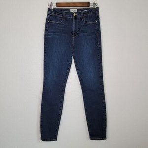FRAME Le High Skinny Crop Jeans Women's Size 26 Stretch Dark Wash Denim Blue
